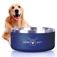 XDW-GIFTS Stainless-Steel Double-Wall Non-Skid Non-Spill Dog-Bowl