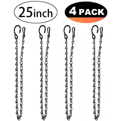 Lanterns Gtwinsone 12 Pack Black Hanging Chains 10 Inch Hanging Basket Chains Replacement Extender Metal Chains Set with Hooks Clips for Bird Feeders Decorative Ornaments Wind Chimes Planters